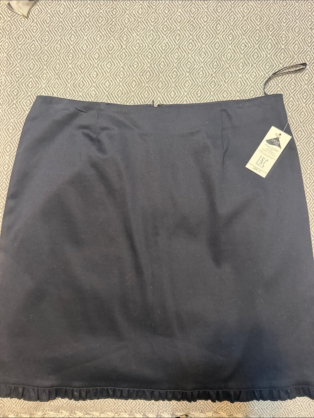 INC International Concepts Navy Mini Skirt with Ruffle Hem
